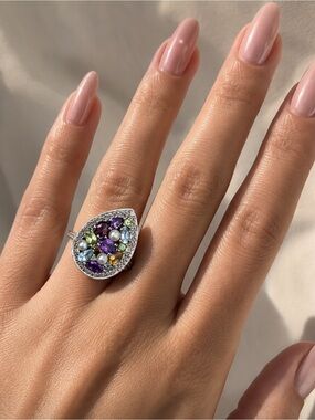GemstoneTeardrop Statement Ring Sterling Silver